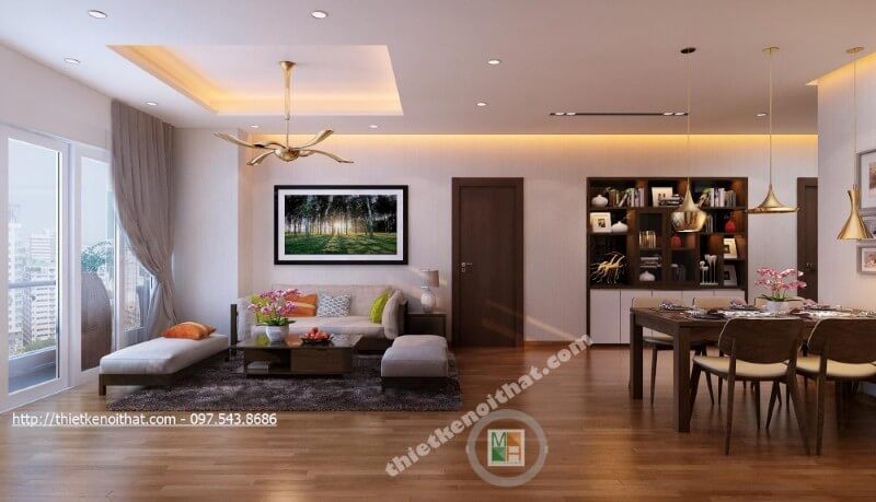 Bộ sofa hiện đại với sự kết hợp hài hòa giữa 2 tone màu nâu trầm và trắng sữa với ánh sáng tự nhiên mang lại không gian thiết kế nhẹ nhàng gợi cảm giác thân thiện và thư giãn